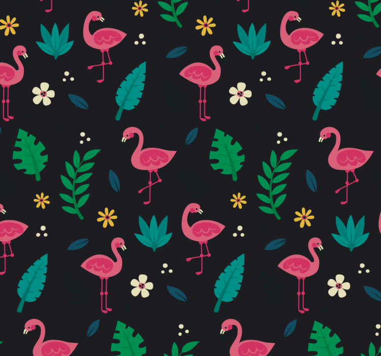 Flamingo Pattern animals wallpaper - TenStickers
