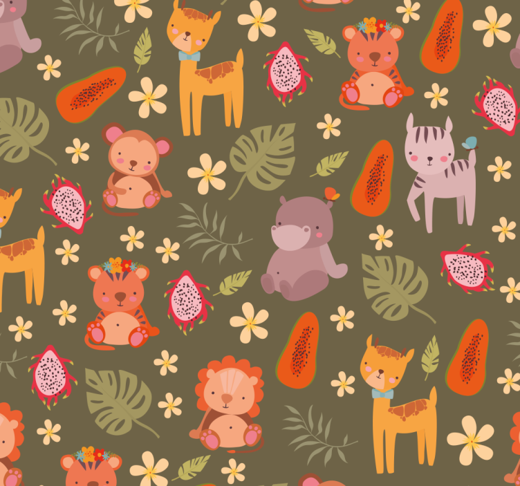 Forest Creatures Pattern animals wallpaper - TenStickers