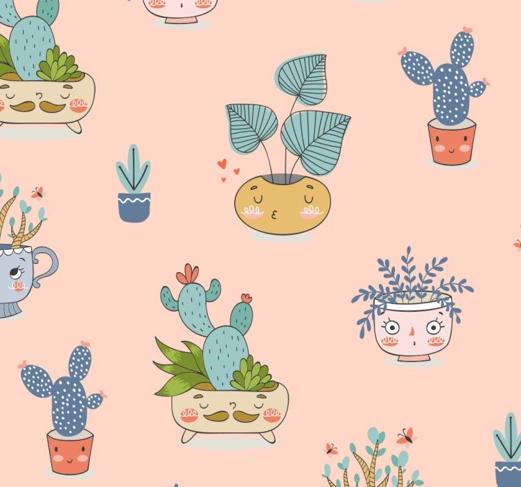 Kitchen wallpaper  with different cactus - TenStickers
