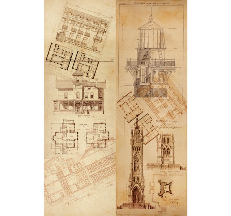 Architectural Blueprints art wallpaper - TenStickers