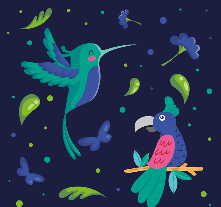 Parrots and woodpeckers Animal Wallpaper - TenStickers