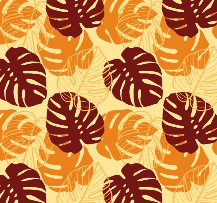 Dark red and yellow monstera leaf wallpaper - TenStickers