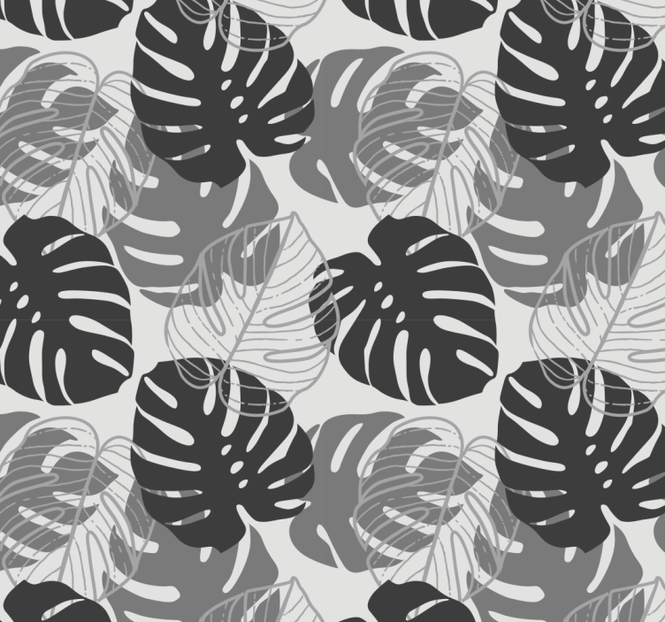 Grey tone monstera leaf wallpaper - TenStickers