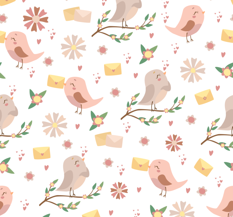 Bird Floral Pattern custom wallpaper - TenStickers