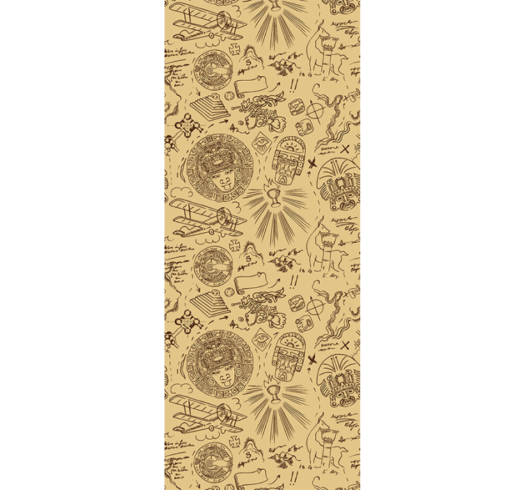 Vintage Expedition Sketches retro wallpaper - TenStickers