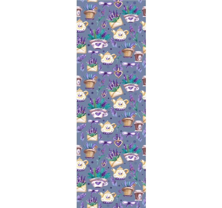 Teatime Lavender Pattern ornamental wallpaper - TenStickers