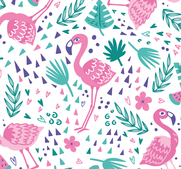 Flamingo Patterns animals wallpaper - TenStickers