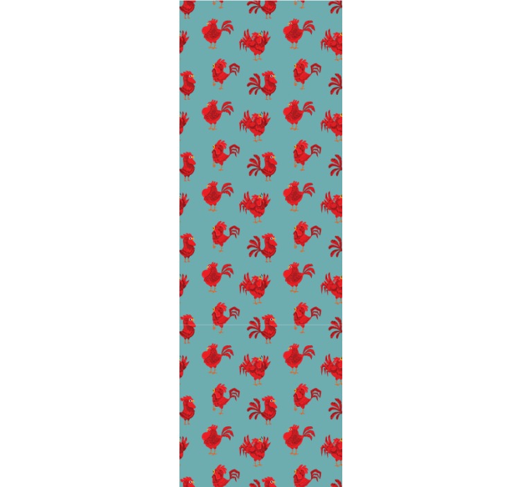 Red rooster cartoon pattern wallpaper - TenStickers