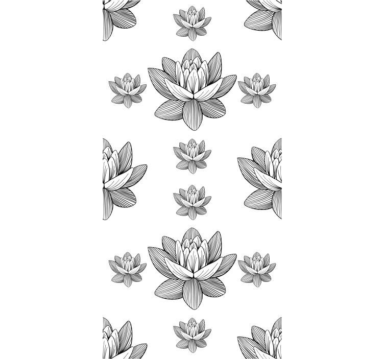 Black and white lotus flower wallpaper - TenStickers