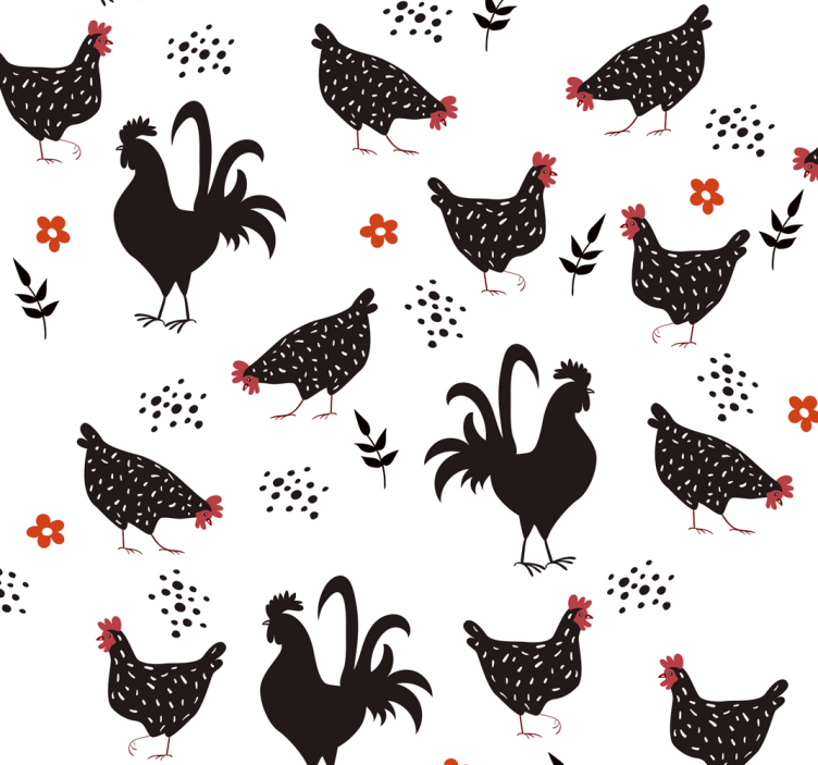 Rustic Poultry Pattern animals wallpaper - TenStickers