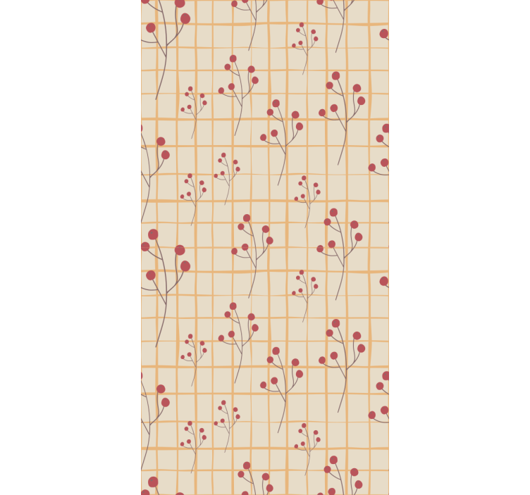 Berry Branch Pattern flowers wallpaper - TenStickers