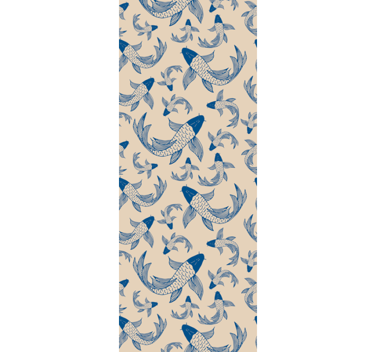 Swimming fishes and beige Living Room Wallpaper - TenStickers