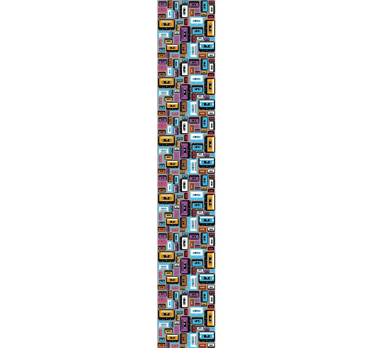 80s cassette tape pattern vintage wallpaper - TenStickers