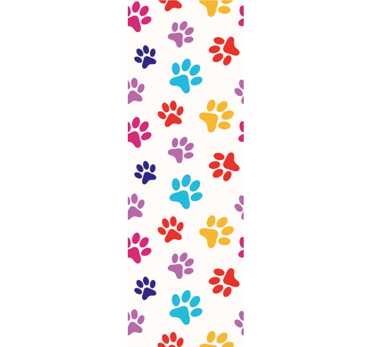 Colorful Paw Patterns cute dog wallpaper - TenStickers
