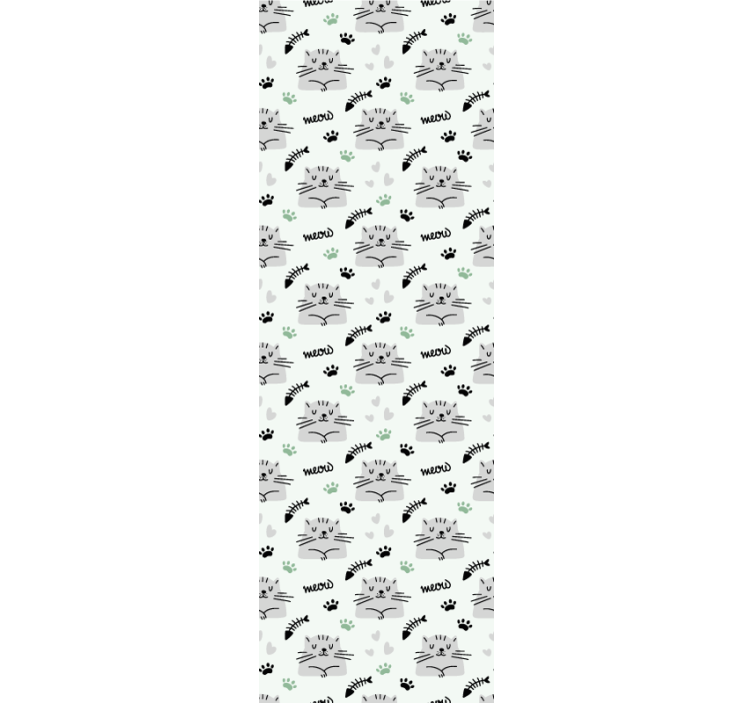 Cute cats with paws pattern Nursery Wallpaper - TenStickers