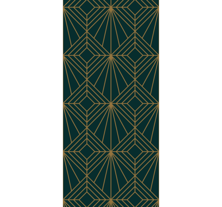 Wallpaper geometric stylish green and gold pattern - TenStickers