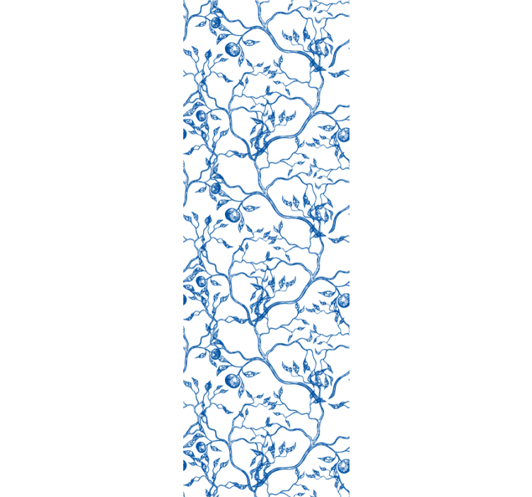 Blue branches motif leaves wallpaper - TenStickers