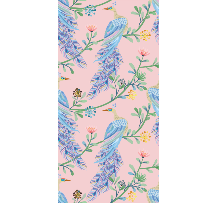 Elegant Feathered Creatures birds in wallpaper - TenStickers