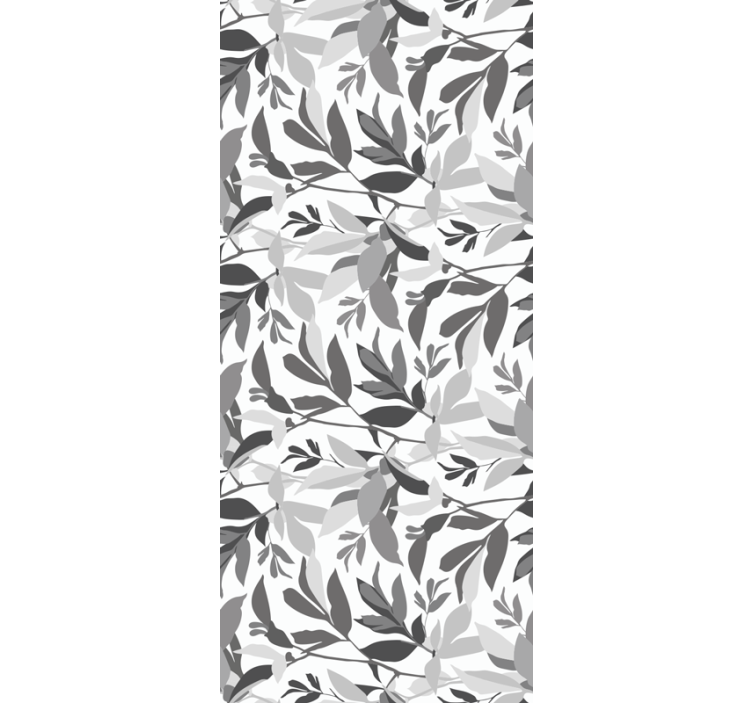 Horizontal gray pattern leaves wallpaper - TenStickers