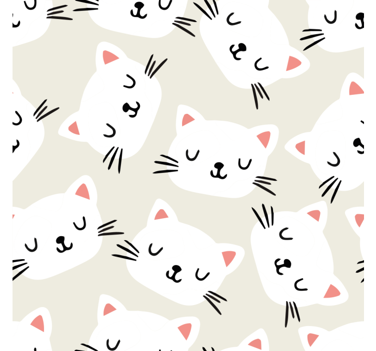 white cat face draw Kids wallpaper - TenStickers