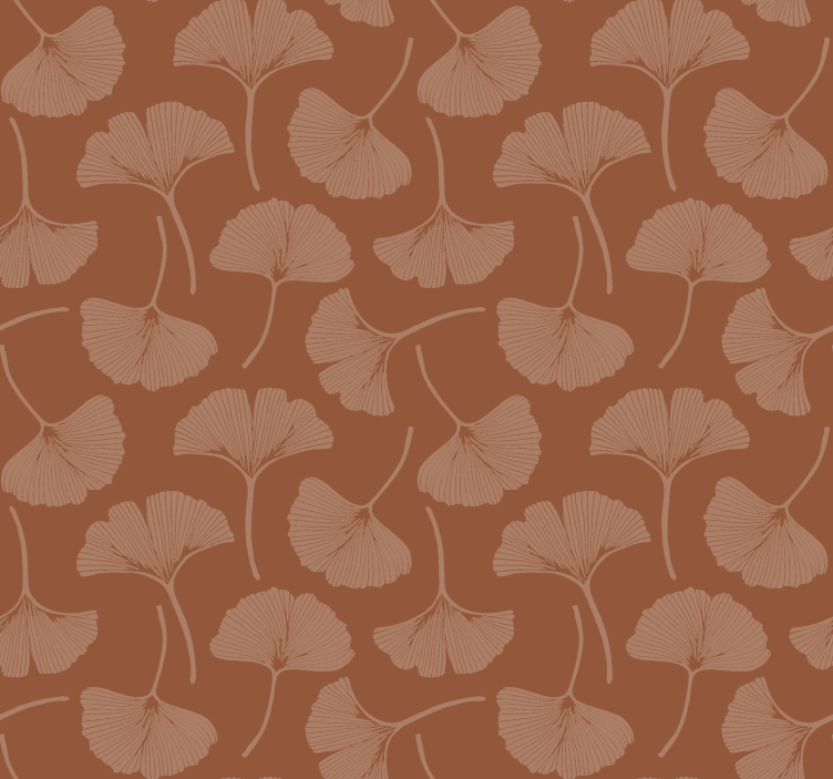 Ginkgo leaves terracotta wallpaper - TenStickers