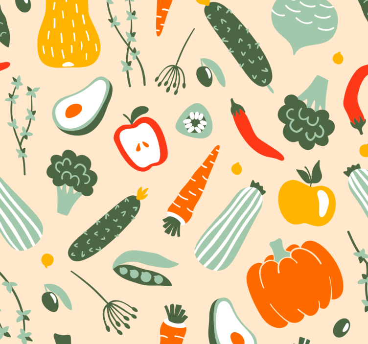 Vegetable Pattern kitchen wallpaper - TenStickers