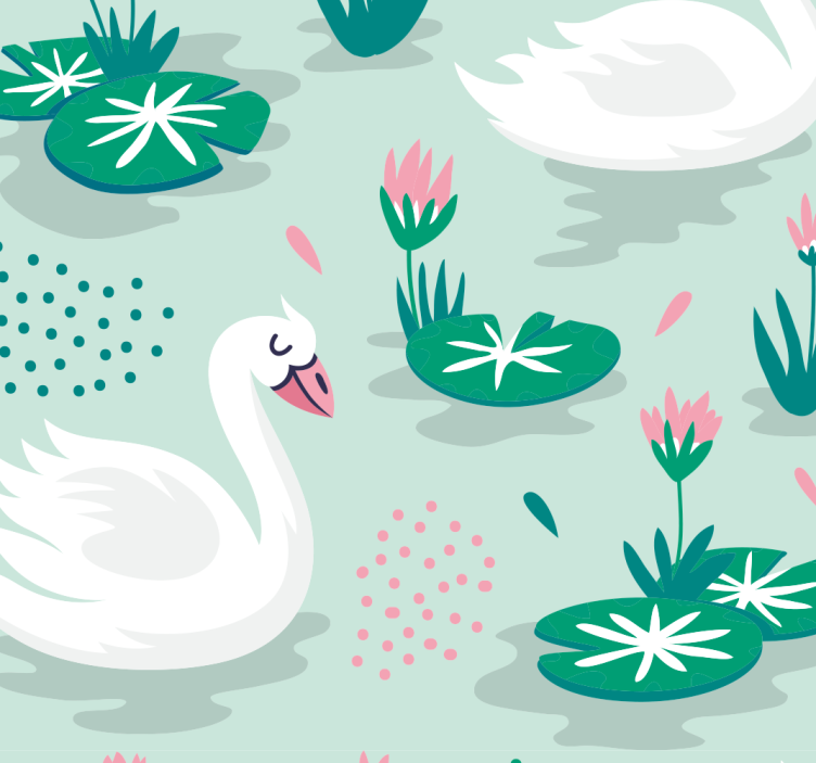Swans Lake Pattern animals wallpaper - TenStickers