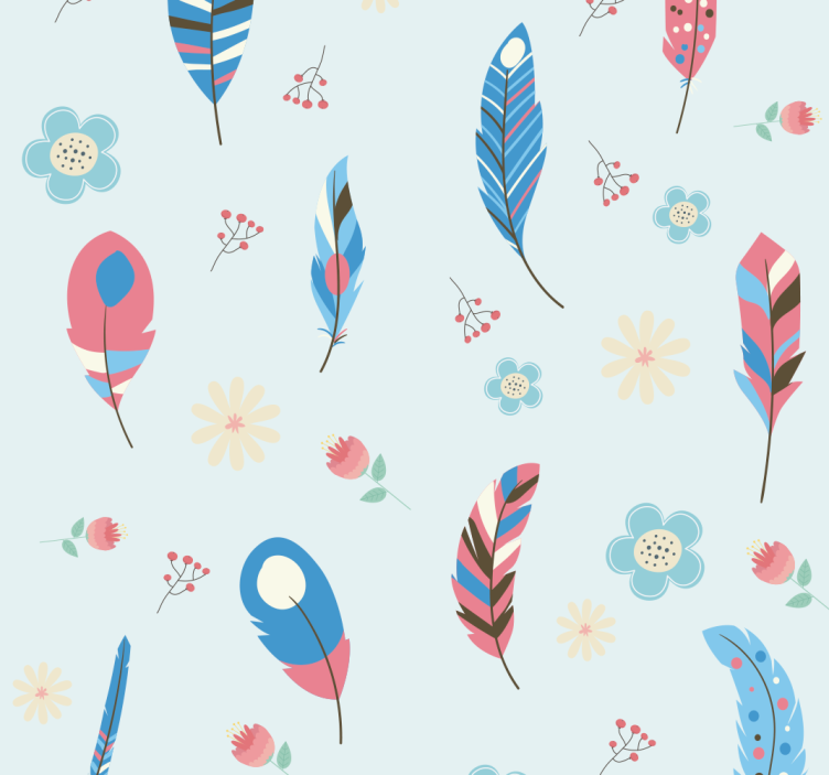 Bohemian Feather Motif wallpaper teenage bedroom - TenStickers