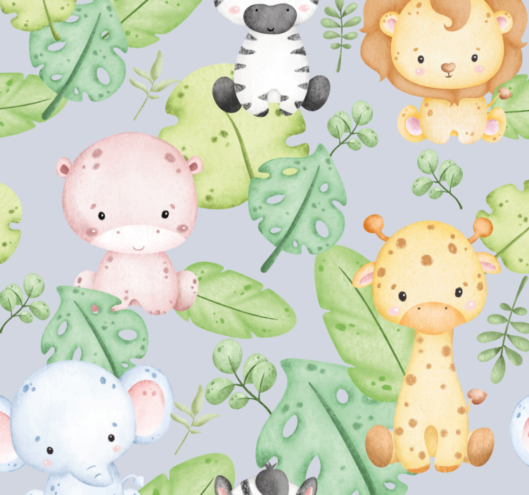 Baby design animal wallpaper - TenStickers