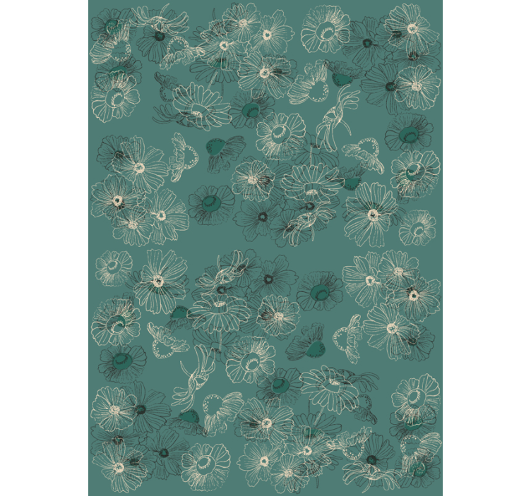 Elegant green display flowers wallpaper - TenStickers