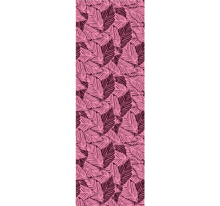 Pink foliage motif leaves wallpaper - TenStickers