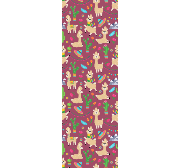 Lively Llama Pattern animals wallpaper - TenStickers