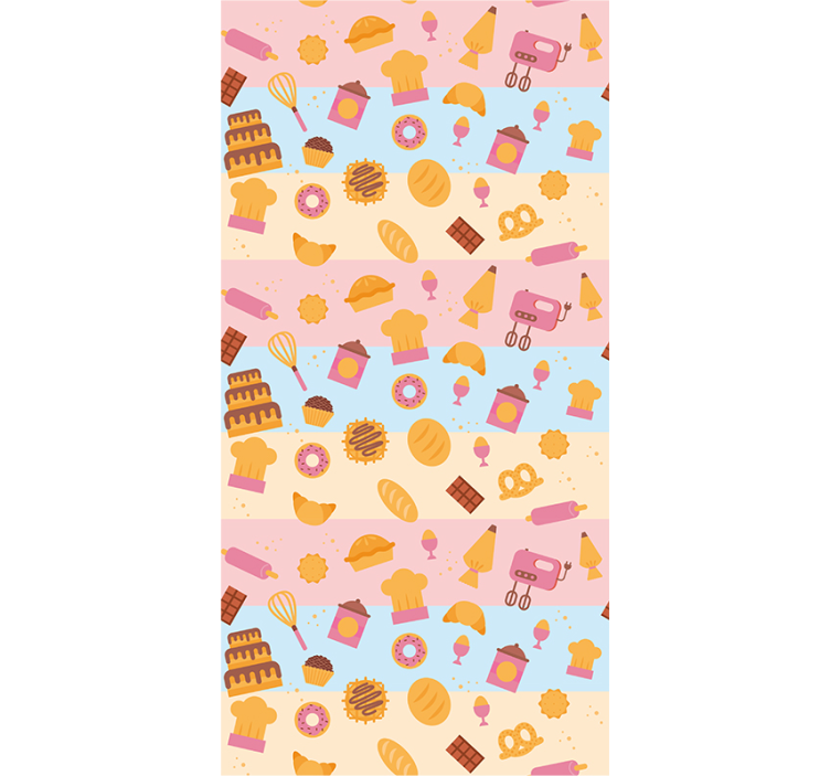Abstract food pattern kitchen wallpaper - TenStickers