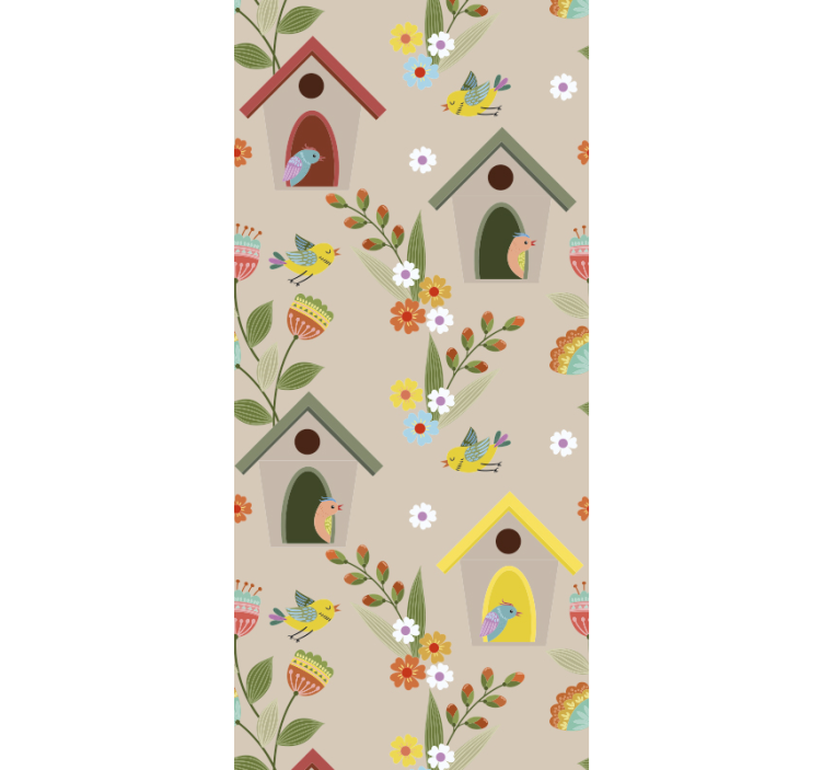 Birdhouse Delight nursery room wallpaper - TenStickers