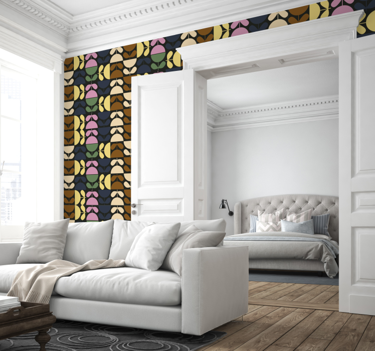 Stylized Leaf Patterns floral wallpaper - TenStickers