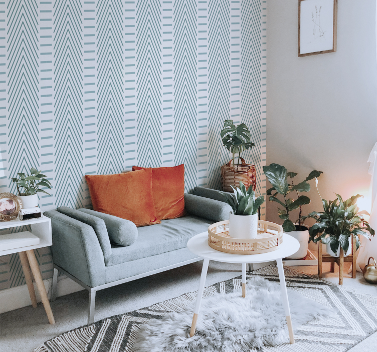 Stylish chevron lines living area wallpaper - TenStickers