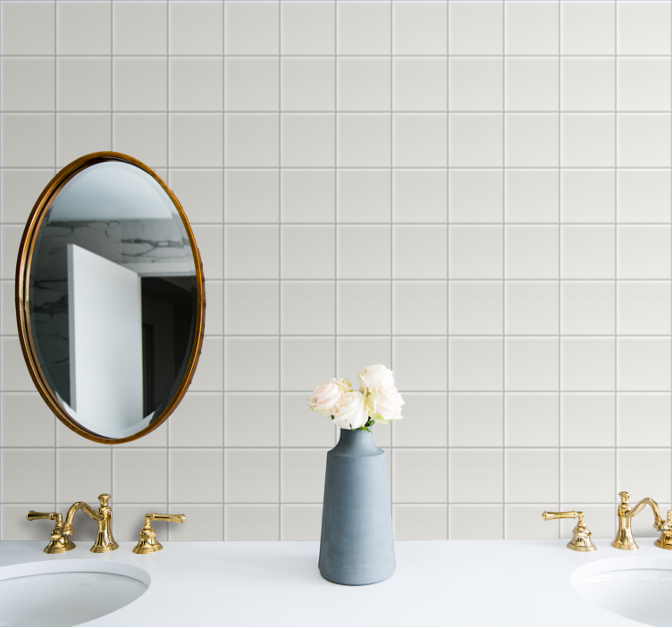 Simple white motif tile effect wallpaper - TenStickers