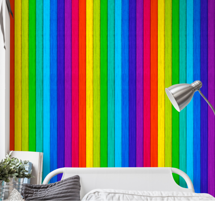 Rainbow Planks 3 d wall paper - TenStickers