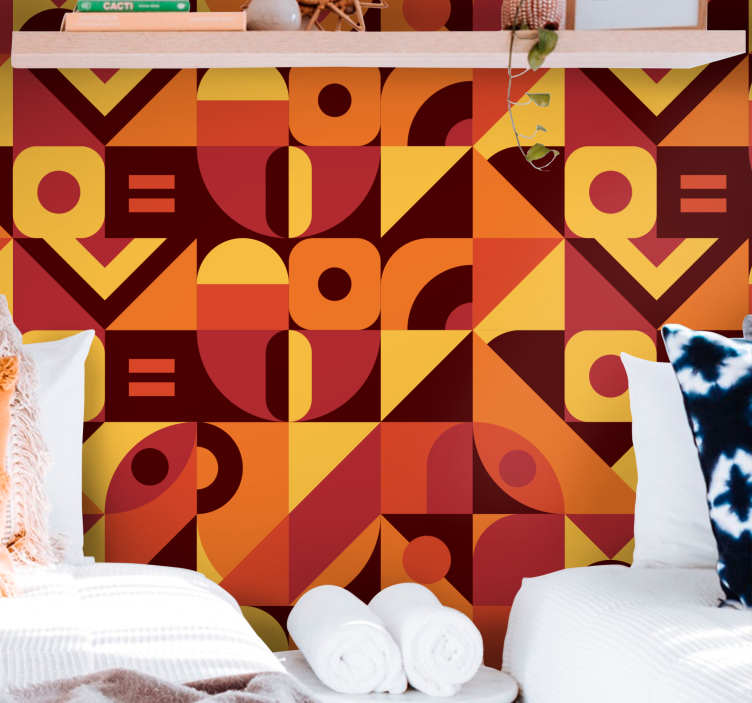 Geometric Love geometric wallpaper - TenStickers