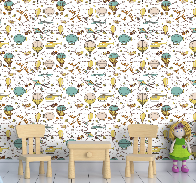Airballoon Adventure wallpaper childrens room - TenStickers