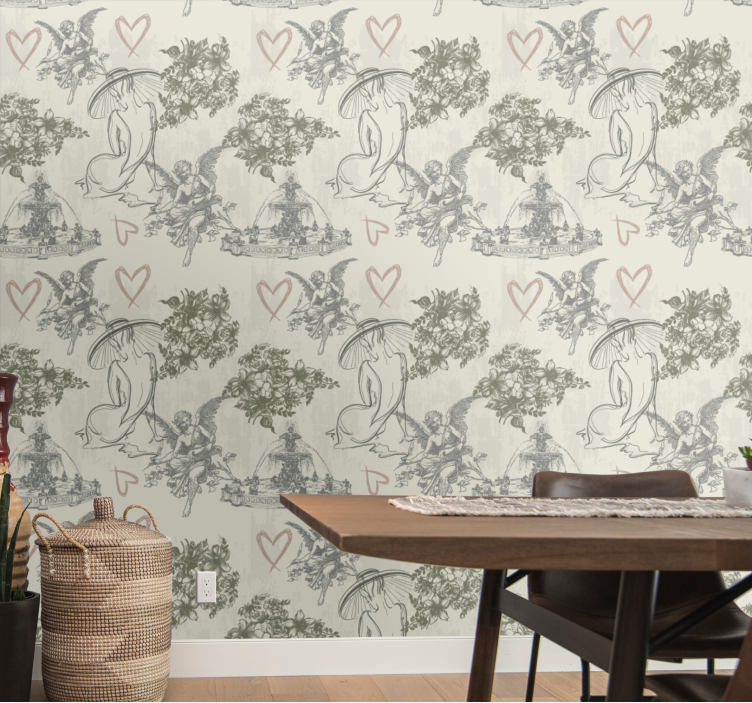 Angelic floral motif flowers wallpaper - TenStickers