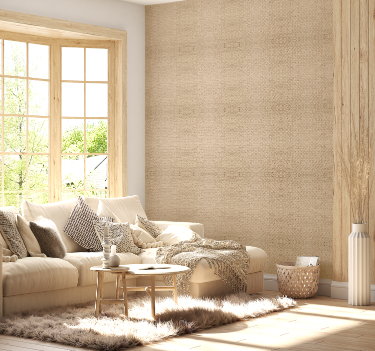 beige fabric Living room wallpaper - TenStickers