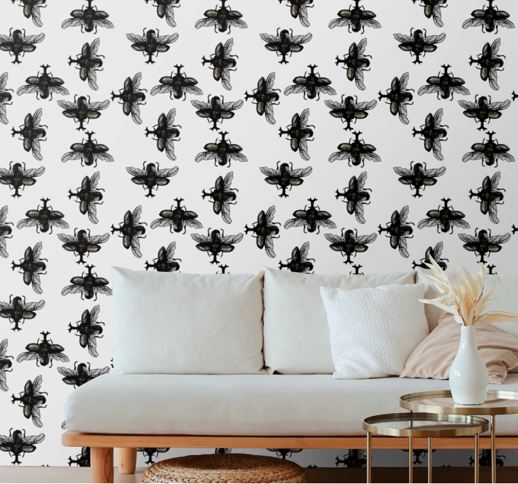 Black Insect Pattern animals wallpaper - TenStickers