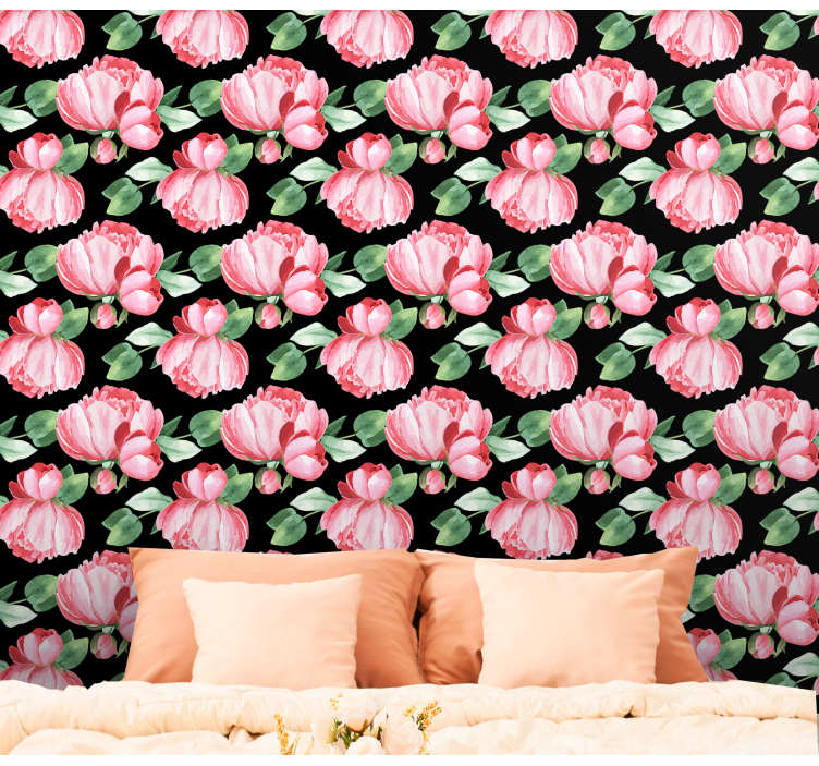 Blooming Peonies flowers wallpaper - TenStickers