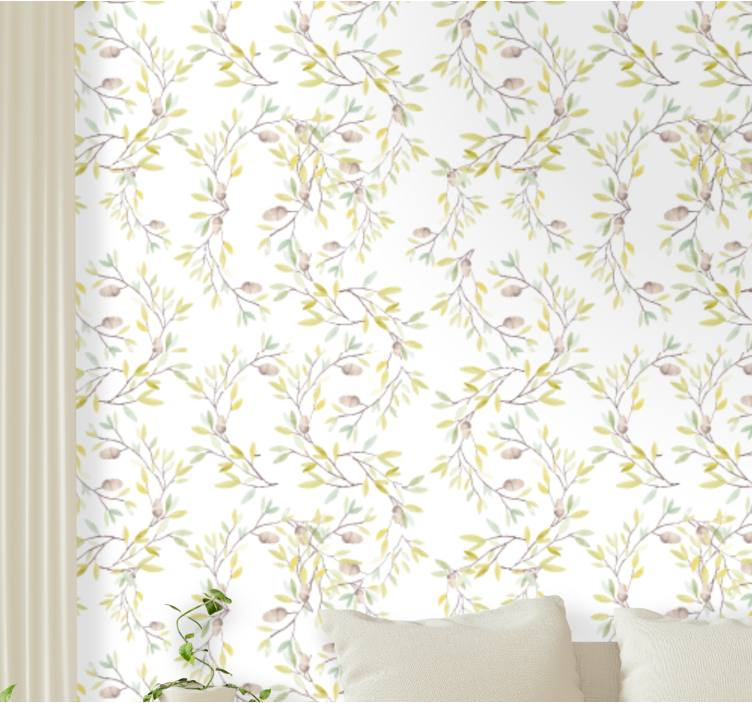 Botanical Branch Motif floral wallpaper - TenStickers