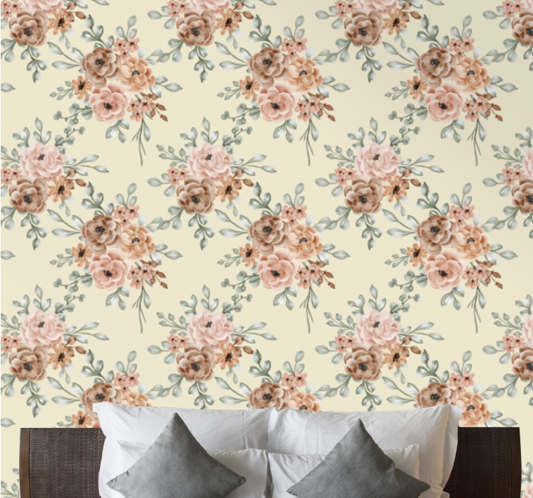 Botanical composition living area wallpaper - TenStickers