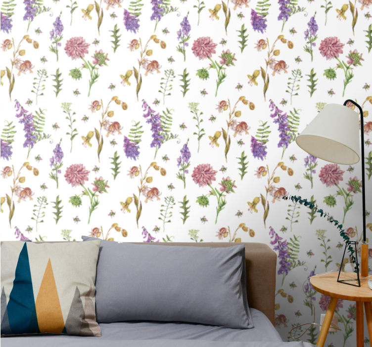 Botanical Wildflowers flowers wallpaper - TenStickers