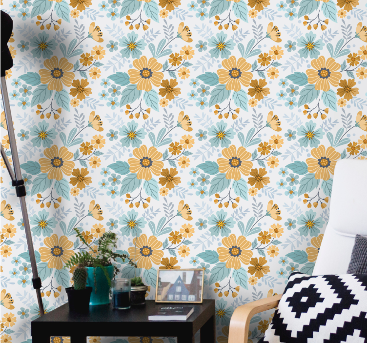 Butterfly Floral Arrangement flowers wallpaper - TenStickers