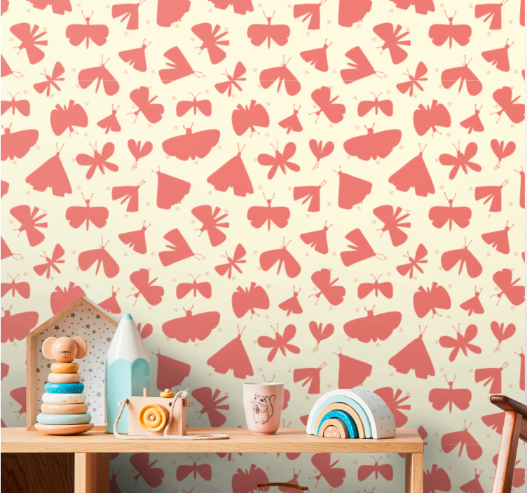 Charming orange pattern butterflies wallpaper - TenStickers