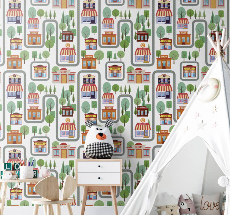 Charming Urban Landscape city wallpaper - TenStickers